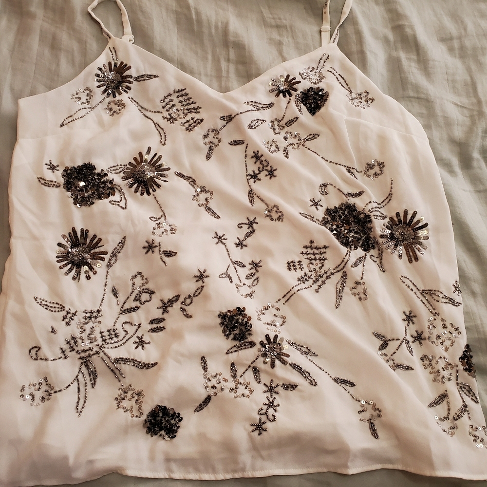 White house black market white sequined tank